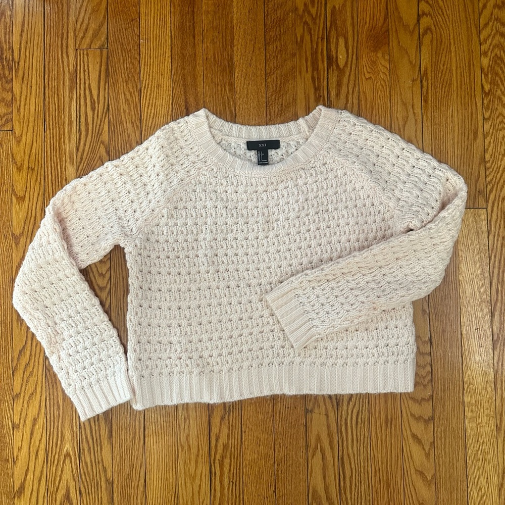 Forever 21 Pink Chunky Knit Crewneck Sweater